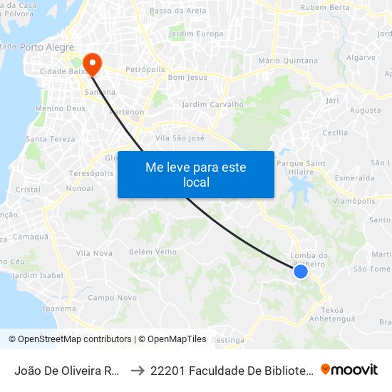 João De Oliveira Remião - Parada 15 to 22201 Faculdade De Biblioteconomia E Comunicação map