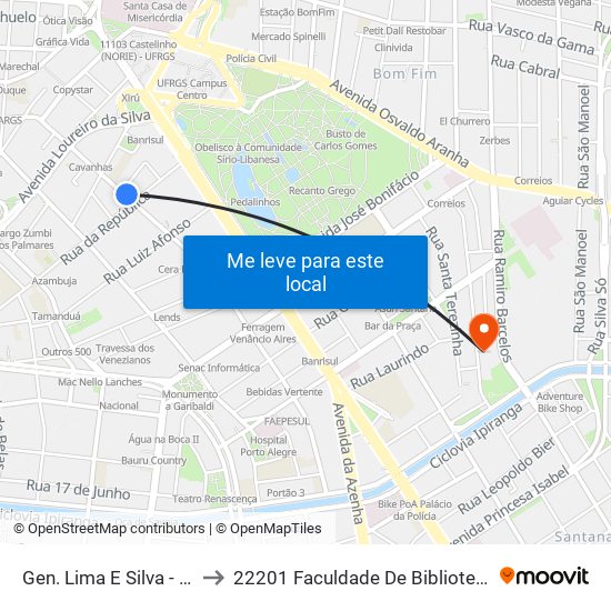 Gen. Lima E Silva - Rua Da República to 22201 Faculdade De Biblioteconomia E Comunicação map