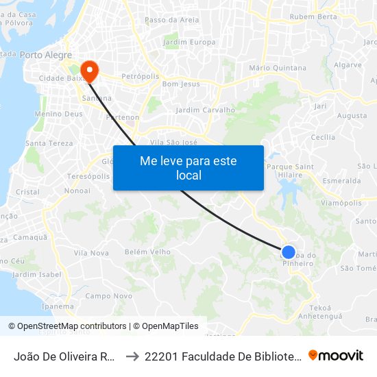 João De Oliveira Remião - Parada 13 to 22201 Faculdade De Biblioteconomia E Comunicação map