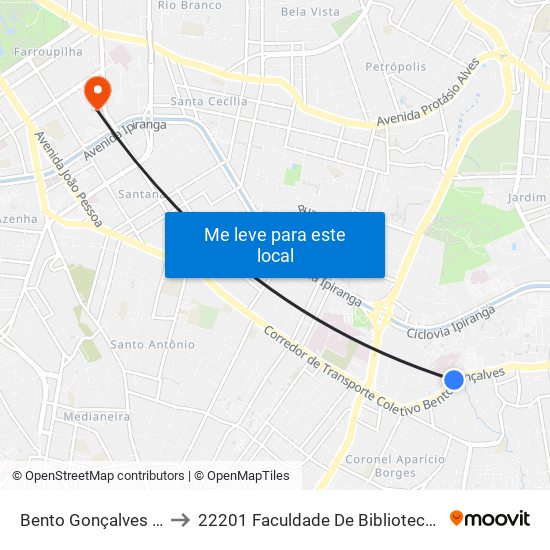 Bento Gonçalves - Sanatório Cb to 22201 Faculdade De Biblioteconomia E Comunicação map
