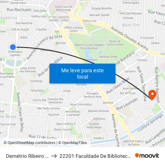 Demétrio Ribeiro - Hotel Pampa to 22201 Faculdade De Biblioteconomia E Comunicação map