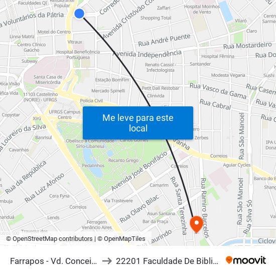Farrapos - Vd. Conceição (Fora Do Corredor) to 22201 Faculdade De Biblioteconomia E Comunicação map
