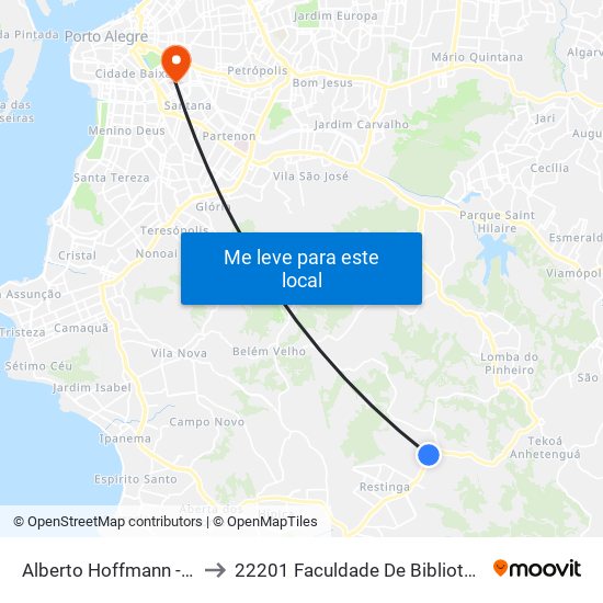 Alberto Hoffmann - Hospital Restinga to 22201 Faculdade De Biblioteconomia E Comunicação map