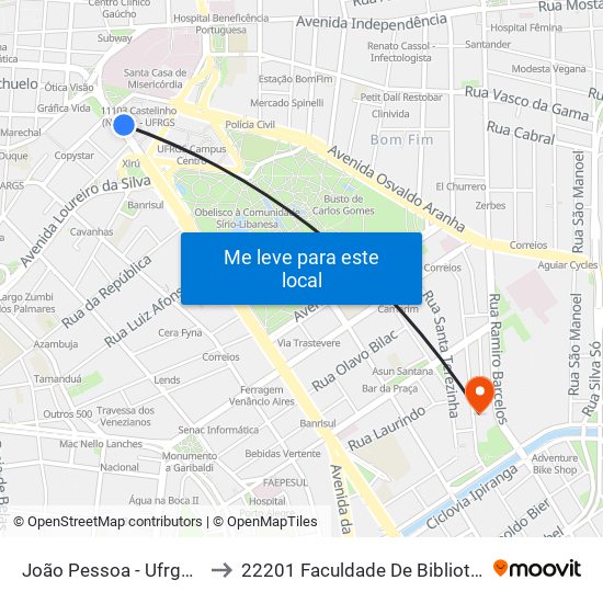 João Pessoa - Ufrgs (Fora Do Corredor) to 22201 Faculdade De Biblioteconomia E Comunicação map