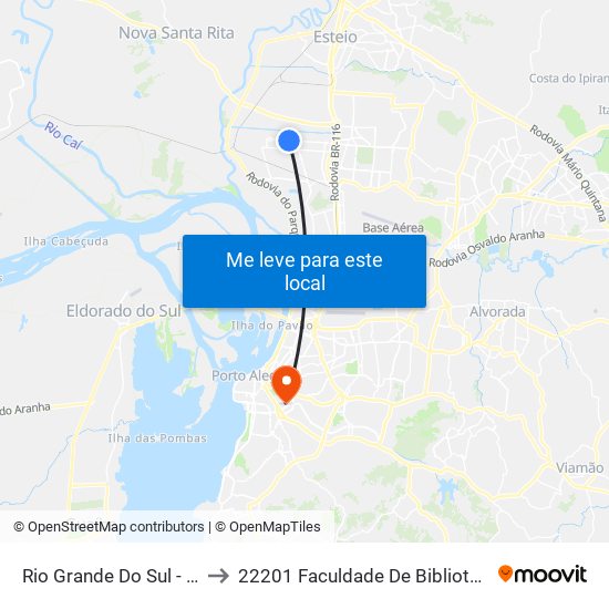 Rio Grande Do Sul - Parada 10 (Rissul) to 22201 Faculdade De Biblioteconomia E Comunicação map