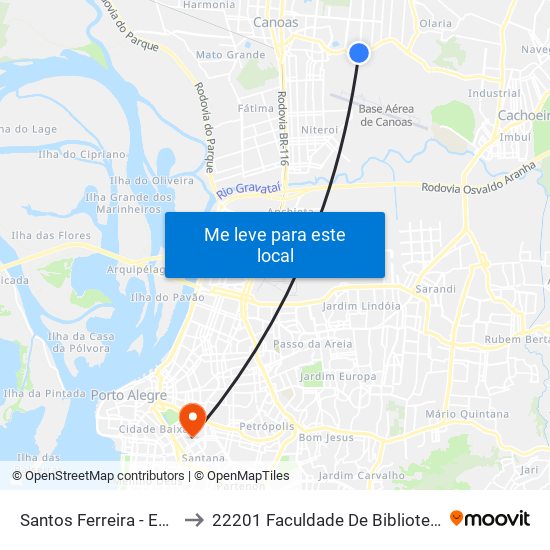 Santos Ferreira - Esc. Gomes Jardim to 22201 Faculdade De Biblioteconomia E Comunicação map
