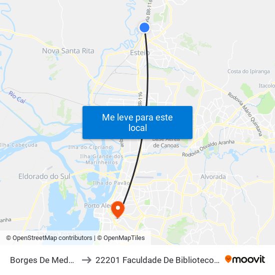 Borges De Medeiros - Ambev to 22201 Faculdade De Biblioteconomia E Comunicação map