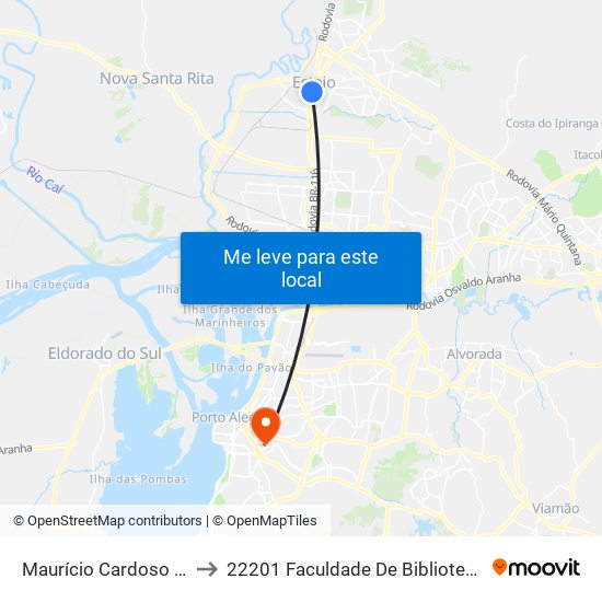 Maurício Cardoso - Estação Esteio to 22201 Faculdade De Biblioteconomia E Comunicação map