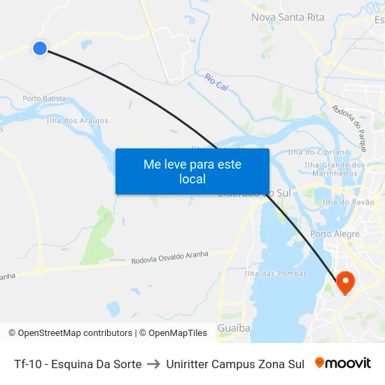 Tf-10 - Esquina Da Sorte to Uniritter Campus Zona Sul map