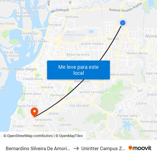Bernardino Silveira De Amorim - Fiergs to Uniritter Campus Zona Sul map