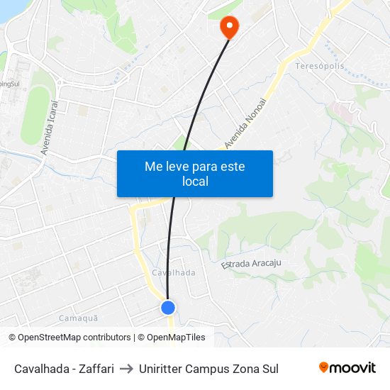 Cavalhada - Zaffari to Uniritter Campus Zona Sul map