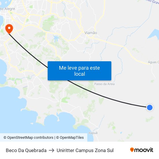 Beco Da Quebrada to Uniritter Campus Zona Sul map