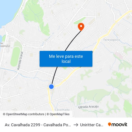 Av. Cavalhada 2299 - Cavalhada Porto Alegre - Rs 91740-001 Brasil to Uniritter Campus Zona Sul map