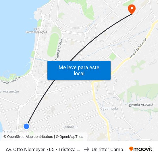 Av. Otto Niemeyer 765 - Tristeza Porto Alegre - Rs Brasil to Uniritter Campus Zona Sul map