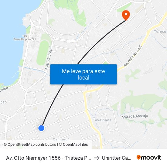 Av. Otto Niemeyer 1556 - Tristeza Porto Alegre - Rs 91910-001 Brasil to Uniritter Campus Zona Sul map