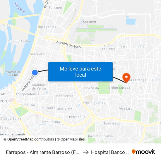 Farrapos - Almirante Barroso (Fora Do Corredor) to Hospital Banco De Olhos map