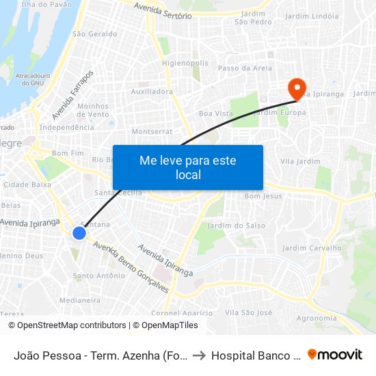 João Pessoa - Term. Azenha (Fora Do Corredor) to Hospital Banco De Olhos map