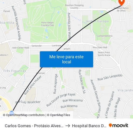 Carlos Gomes - Protásio Alves Sn (Piso 1) to Hospital Banco De Olhos map