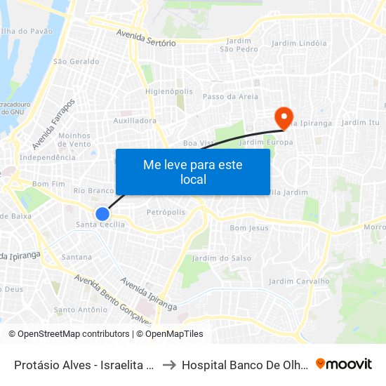 Protásio Alves - Israelita Cb to Hospital Banco De Olhos map