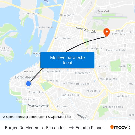 Borges De Medeiros - Fernando Machado to Estádio Passo D'Areia map