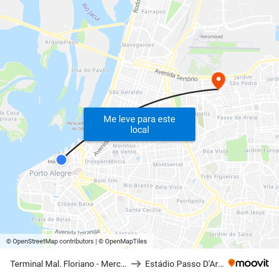 Terminal Mal. Floriano - Mercado to Estádio Passo D'Areia map