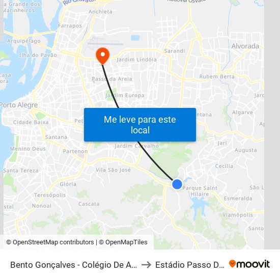 Bento Gonçalves - Colégio De Aplicação to Estádio Passo D'Areia map
