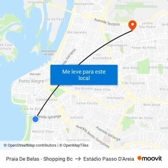 Praia De Belas - Shopping Bc to Estádio Passo D'Areia map