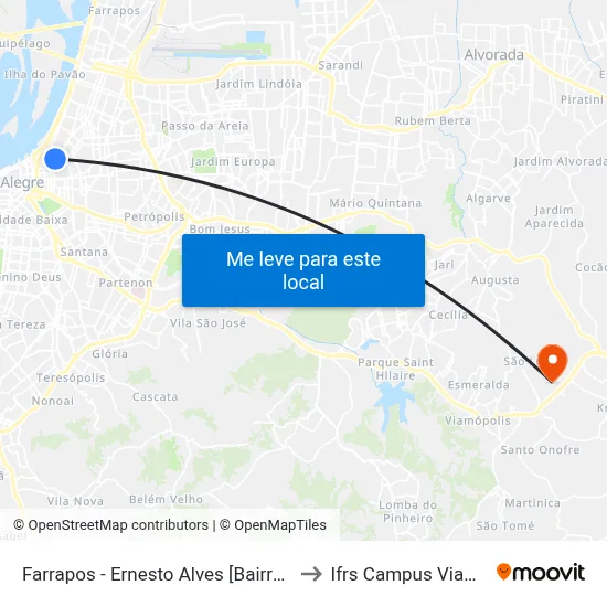 Farrapos - Ernesto Alves [Bairro - C] to Ifrs Campus Viamão map