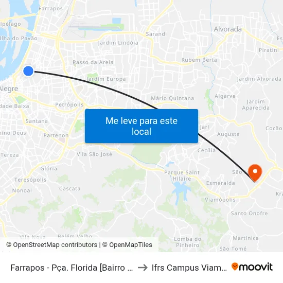 Farrapos - Pça. Florida [Bairro - B] to Ifrs Campus Viamão map
