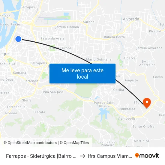 Farrapos - Siderúrgica [Bairro - C] to Ifrs Campus Viamão map