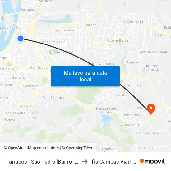 Farrapos - São Pedro [Bairro - C] to Ifrs Campus Viamão map