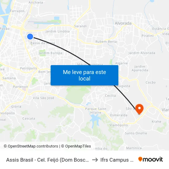 Assis Brasil - Cel. Feijó (Dom Bosco) [Bairro - Bc] to Ifrs Campus Viamão map