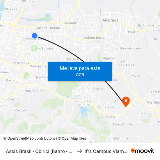Assis Brasil - Obirici [Bairro - Bc] to Ifrs Campus Viamão map
