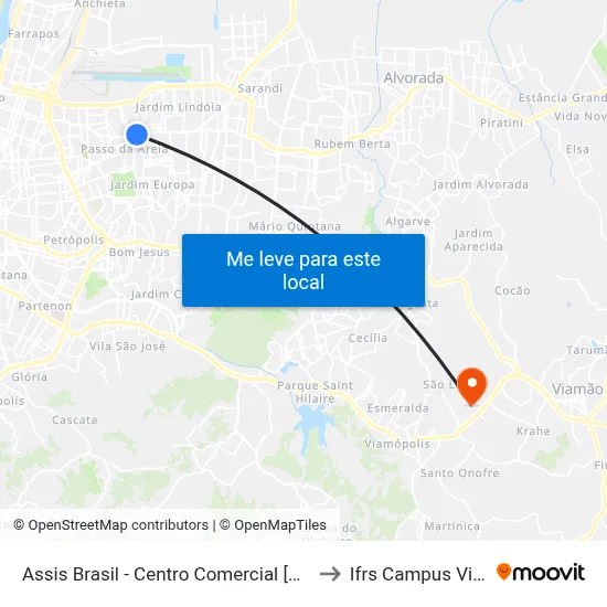 Assis Brasil - Centro Comercial [Bairro - Bc] to Ifrs Campus Viamão map