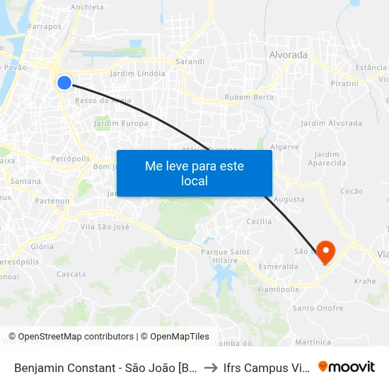 Benjamin Constant - São João [Bairro - Bc] to Ifrs Campus Viamão map