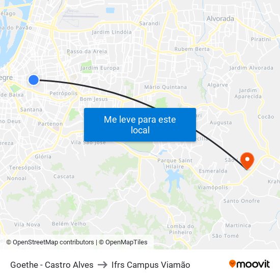 Goethe - Castro Alves to Ifrs Campus Viamão map