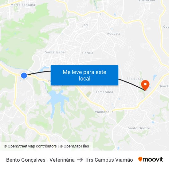 Bento Gonçalves - Veterinária to Ifrs Campus Viamão map