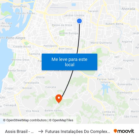 Assis Brasil - Nacional (Fora Do Corredor) to Futuras Instalações Do Complexo Hospitalar São Miguel (Antigo Hospital Parque Belém) map