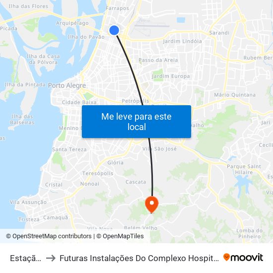 Estação Farrapos to Futuras Instalações Do Complexo Hospitalar São Miguel (Antigo Hospital Parque Belém) map