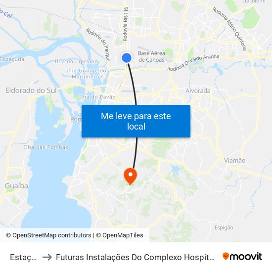 Estação Niterói to Futuras Instalações Do Complexo Hospitalar São Miguel (Antigo Hospital Parque Belém) map