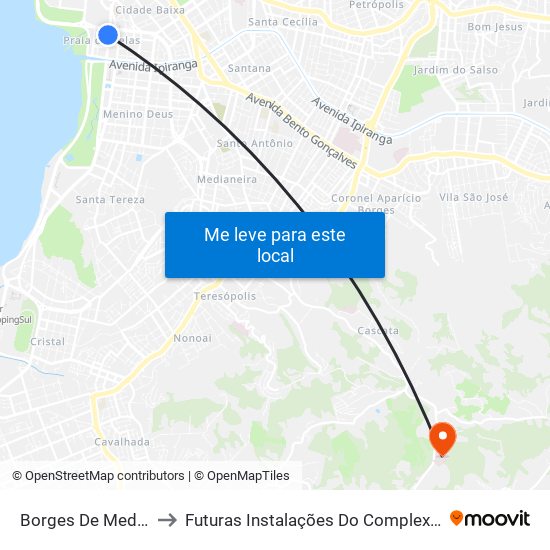 Borges De Medeiros - Ipe (Fora Do Corredor) to Futuras Instalações Do Complexo Hospitalar São Miguel (Antigo Hospital Parque Belém) map