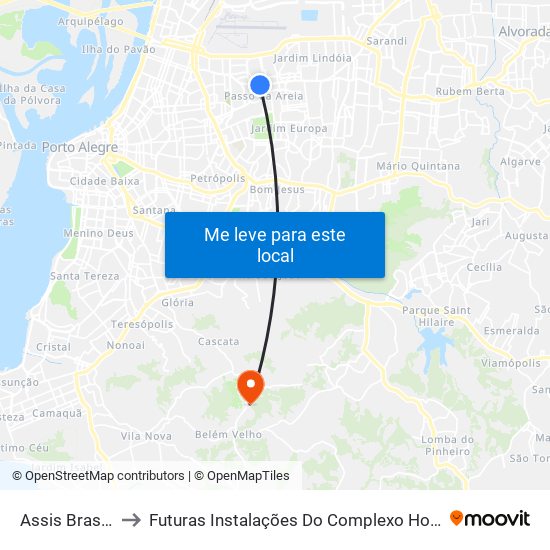 Assis Brasil - Obirici [Centro] to Futuras Instalações Do Complexo Hospitalar São Miguel (Antigo Hospital Parque Belém) map