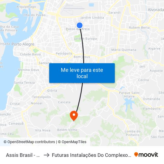 Assis Brasil - Centro Comercial [Centro] to Futuras Instalações Do Complexo Hospitalar São Miguel (Antigo Hospital Parque Belém) map