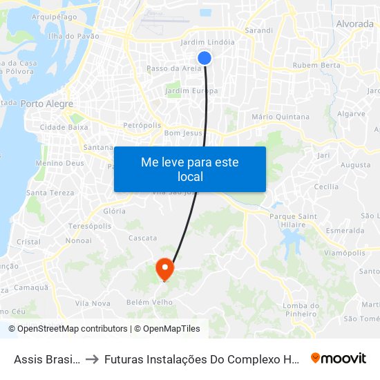 Assis Brasil - Lindóia [Centro] to Futuras Instalações Do Complexo Hospitalar São Miguel (Antigo Hospital Parque Belém) map