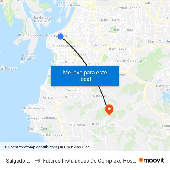 Salgado Filho - Lotações to Futuras Instalações Do Complexo Hospitalar São Miguel (Antigo Hospital Parque Belém) map