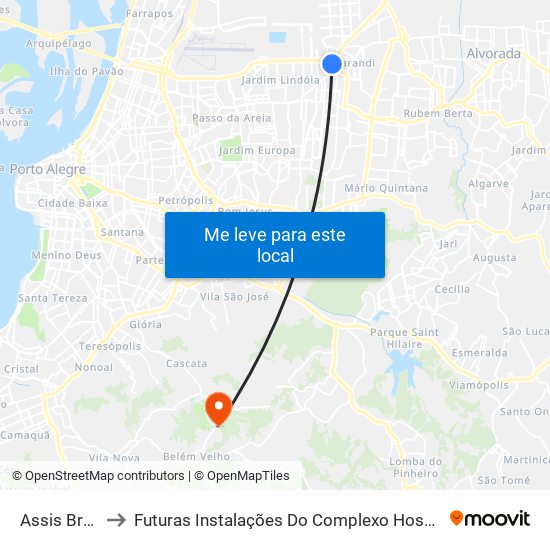 Assis Brasil - Centerlar to Futuras Instalações Do Complexo Hospitalar São Miguel (Antigo Hospital Parque Belém) map