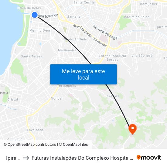 Ipiranga - Trt to Futuras Instalações Do Complexo Hospitalar São Miguel (Antigo Hospital Parque Belém) map