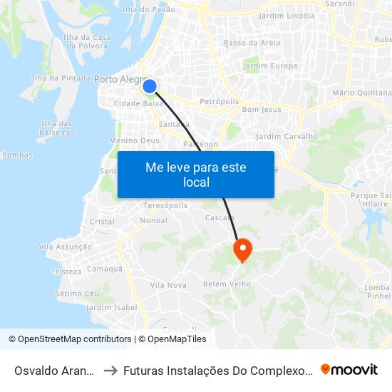 Osvaldo Aranha - Inst. De Educação Cb to Futuras Instalações Do Complexo Hospitalar São Miguel (Antigo Hospital Parque Belém) map