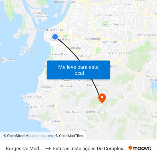 Borges De Medeiros - Viaduto Dos Açorianos to Futuras Instalações Do Complexo Hospitalar São Miguel (Antigo Hospital Parque Belém) map