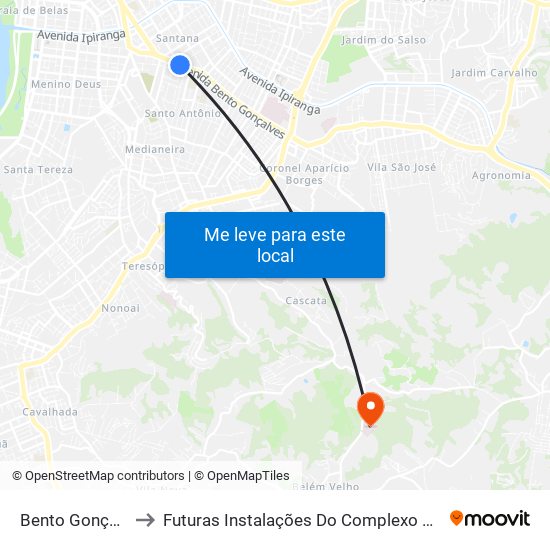 Bento Gonçalves - Jaime Telles Cb to Futuras Instalações Do Complexo Hospitalar São Miguel (Antigo Hospital Parque Belém) map